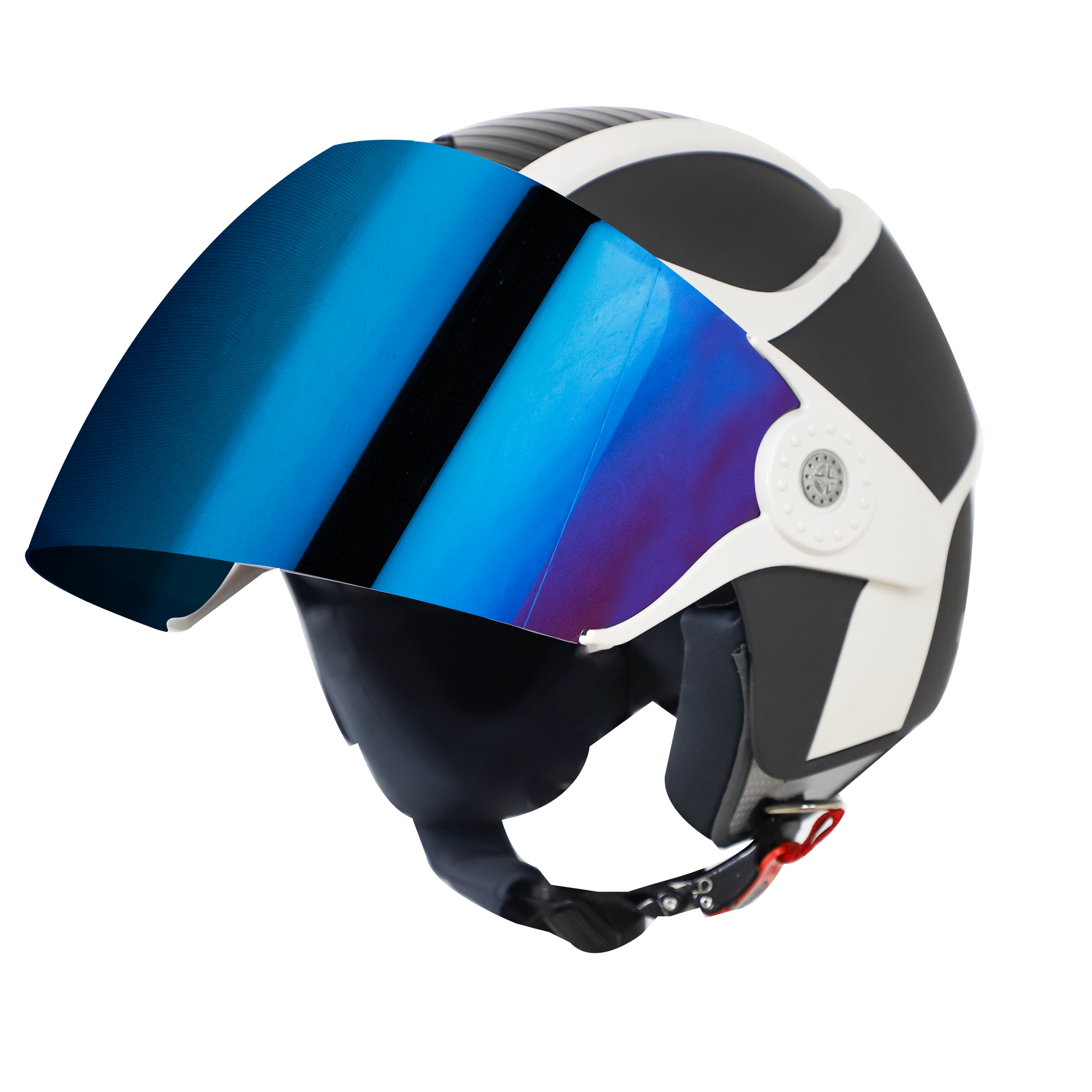SB-29 AER MAT H.GREY WITH OFF WHITE (FITTED WITH CLEAR VISOR WITH EXTRA CHROME BLUE VISOR FREE)